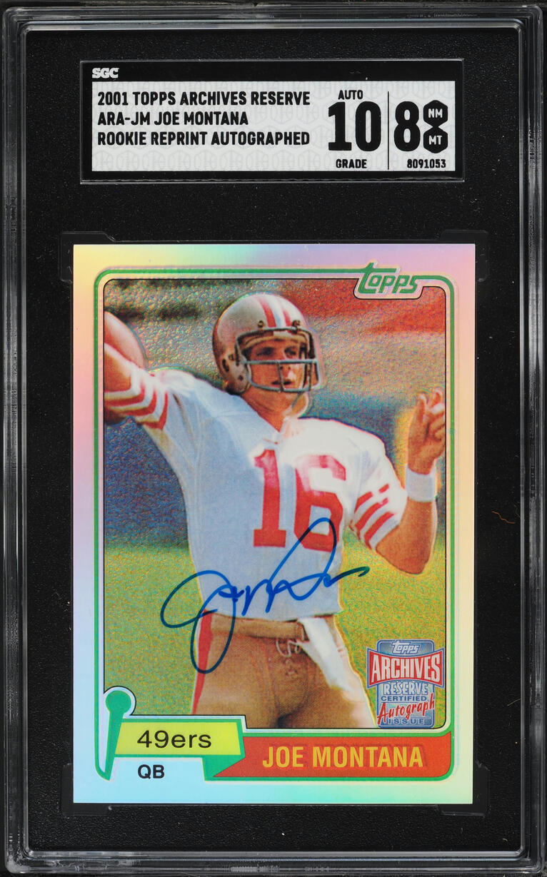 2001 Topps Archives Reserve Rookie Reprint Joe Montana AUTO #ARA-JM SGC 8 NM-MT