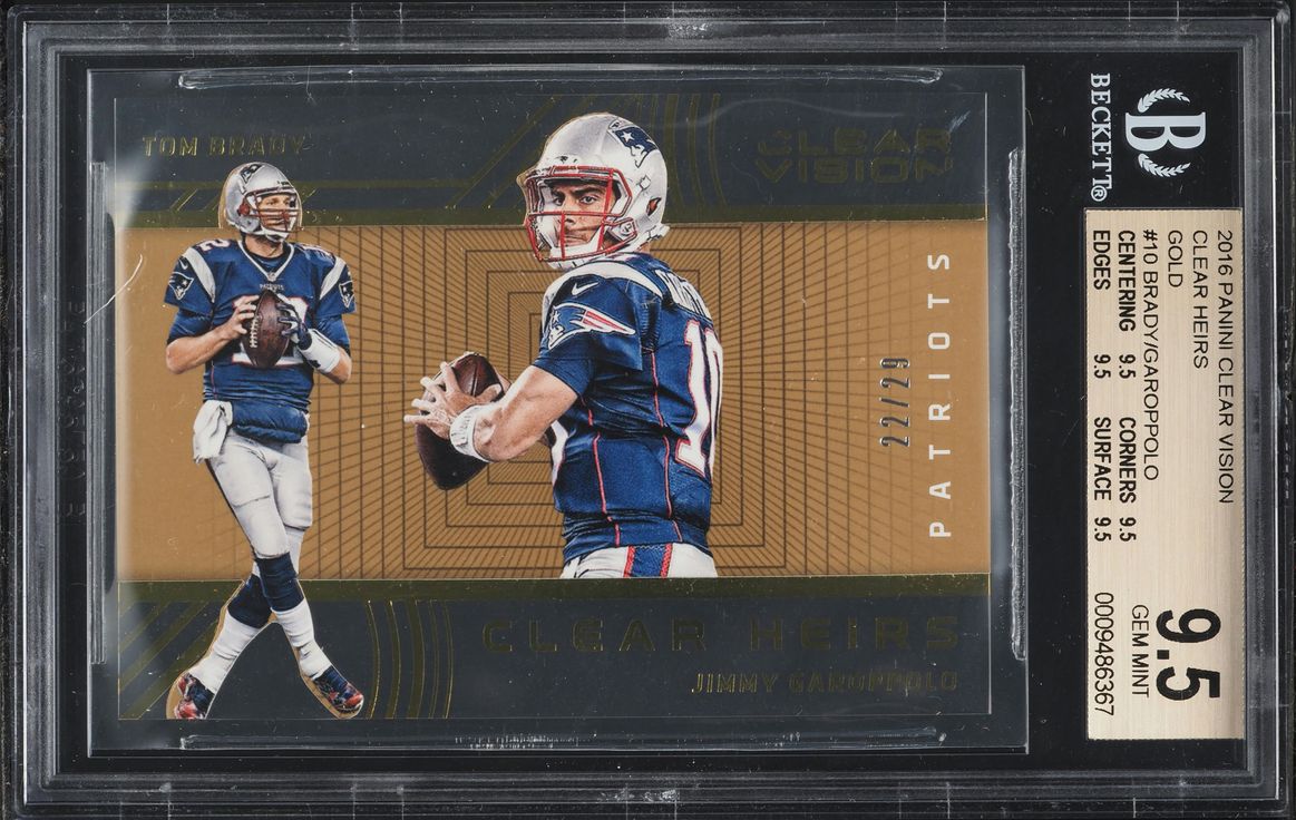 2016 Panini Clear Vision Clear Heirs Gold Tom Brady Jimmy Garoppolo /29 #10 BGS 9.5 GEM MINT