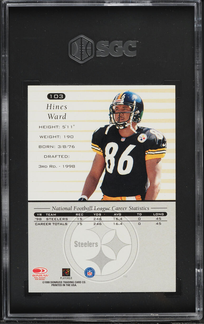 1999 Donruss '16 Recollection Collection Hines Ward AUTO /10 #103 SGC 9.5 MINT+