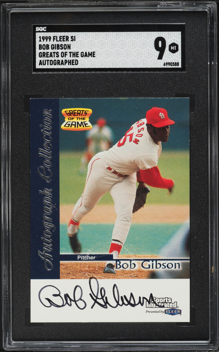 1999 Fleer SI Greats Of The Game Collection Bob Gibson AUTO SGC 9 MINT