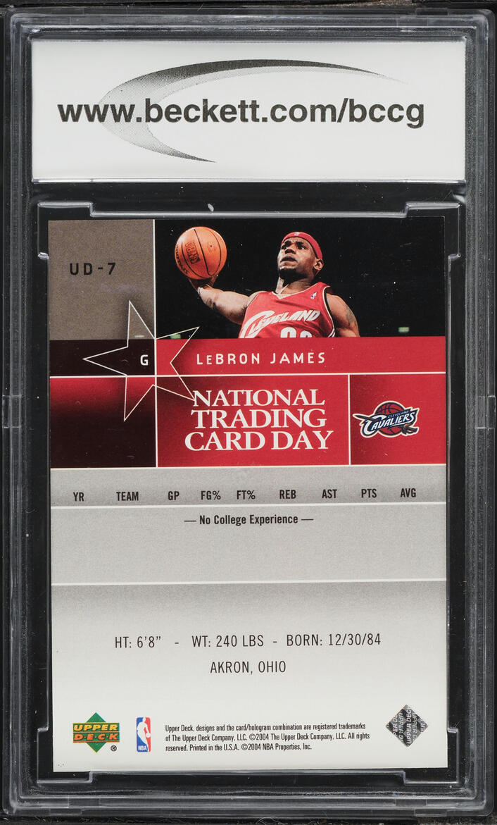 2004 Upper Deck National Trading Card Day LeBron James #UD7 BCCG 10