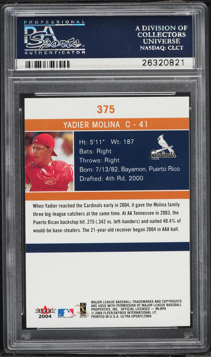 2004 Ultra Yadier Molina ROOKIE #375 PSA 9 MINT