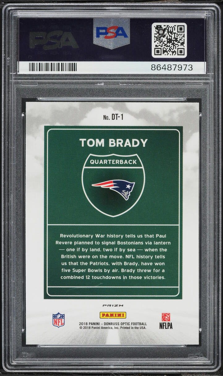 2018 Donruss Optic Downtown Prizm Tom Brady #DT-1 PSA 10 GEM MINT