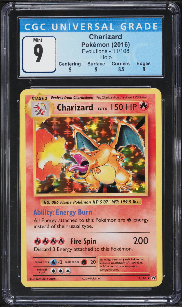 2016 Pokemon XY Evolutions Holo Charizard #11 CGC 9 MINT on