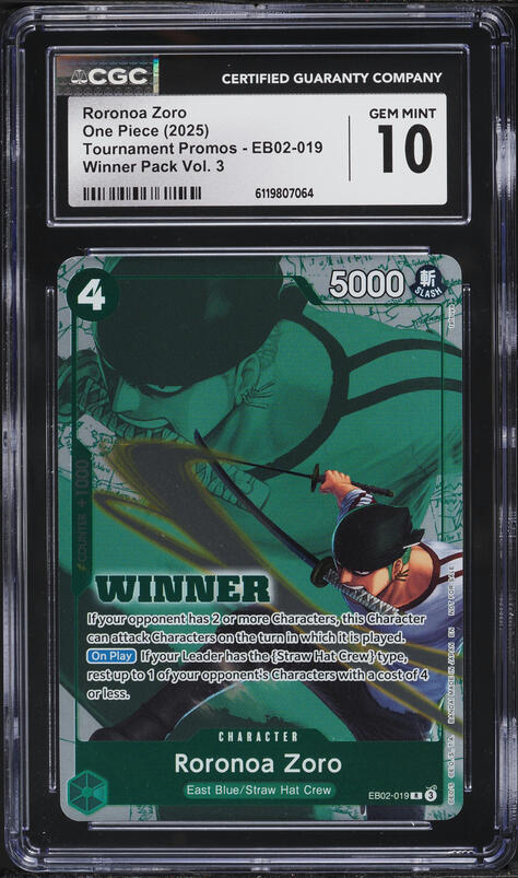 2025 One Piece Promo Winner Pack Volume 3 Roronoa Zoro #EB02-019