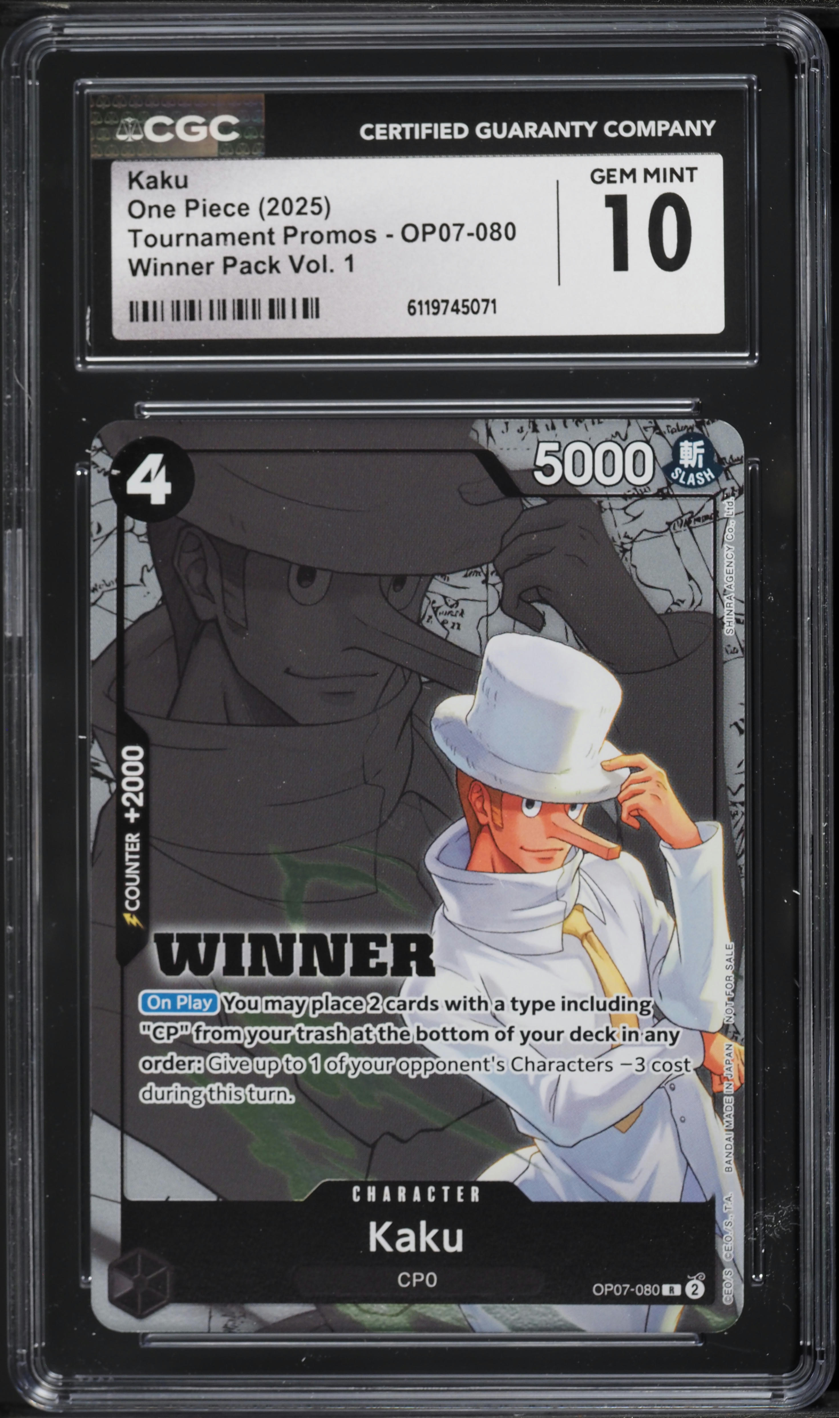2025 One Piece Tournament Promos Winner Pack Vol 1 Kaku #OP07-080