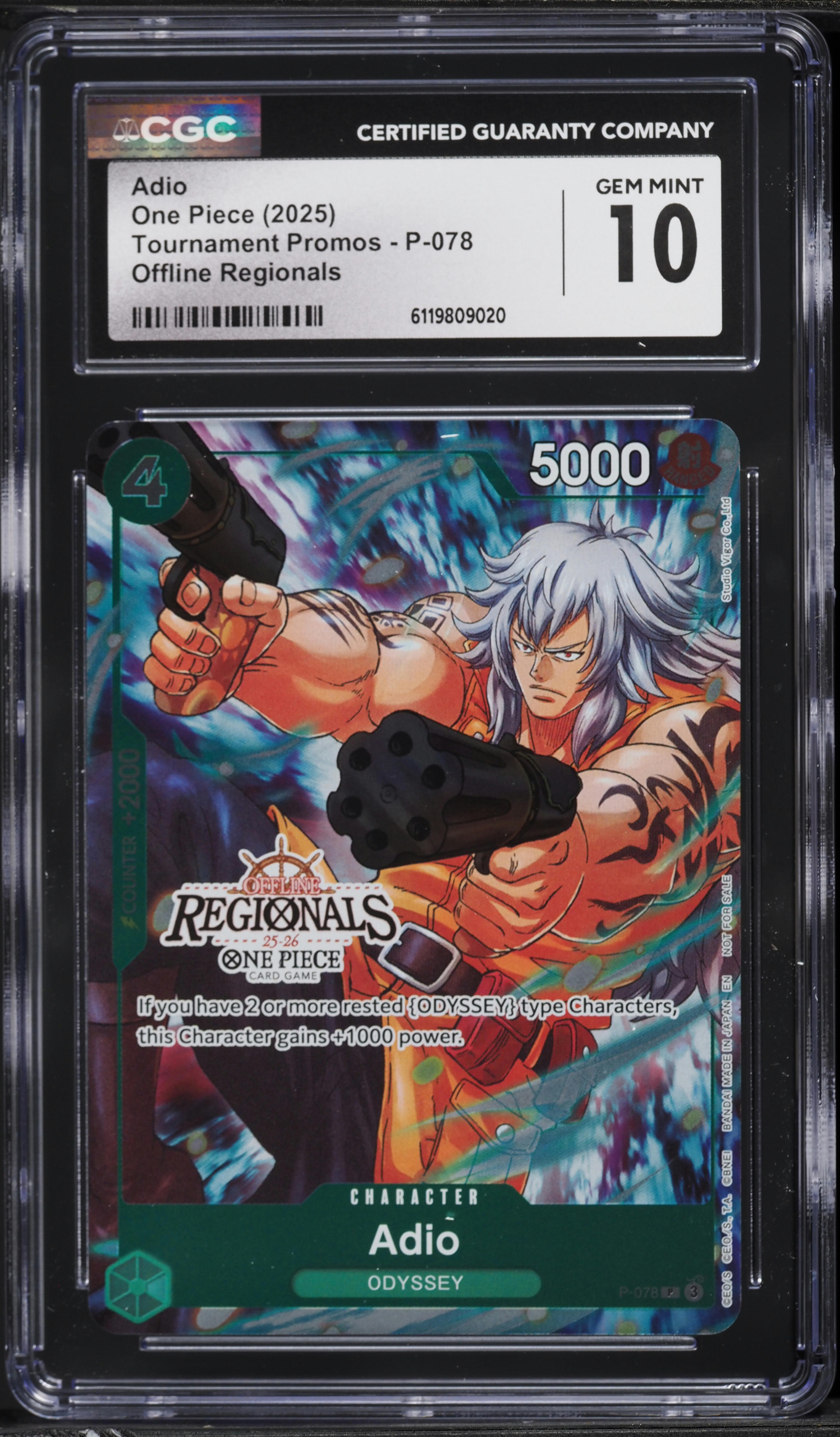 2025 One Piece Tournament Promo Offline Regionals Adio #P-078 CGC