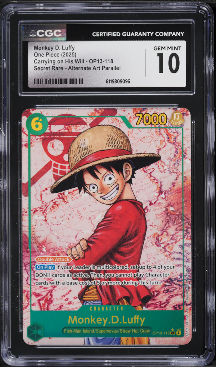 2025 One Piece Chinese Carrying On His Will Alt Art Monkey D Luffy #OP13-118 CGC 10 GEM MINT