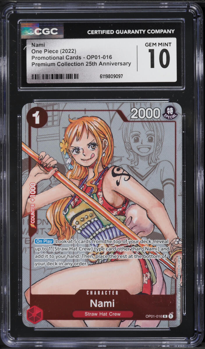 2022 One Piece Promo Premium 25th Anniversary Manga Art Nami #OP01-016 CGC 10 GEM MINT
