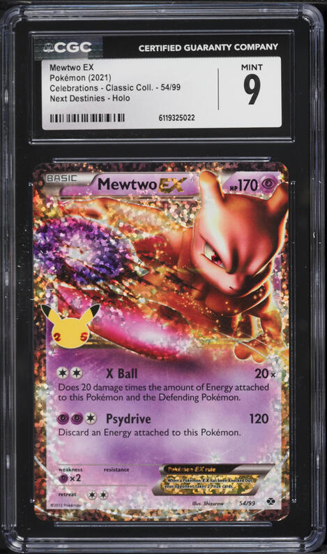 2021 Pokemon Sword & Shield Celebrations Classic Collection Holo Mewtwo EX #54 CGC 9 MINT