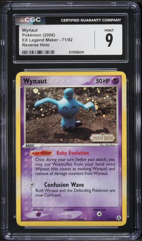 2006 Pokemon EX Legend Maker Reverse Holo Wynaut #71 CGC 9 MINT