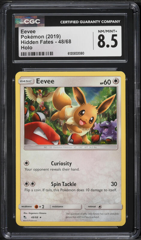 2019 Pokemon Sun & Moon Hidden Fates Holo Eevee #48 CGC 8.5 NM-MT+
