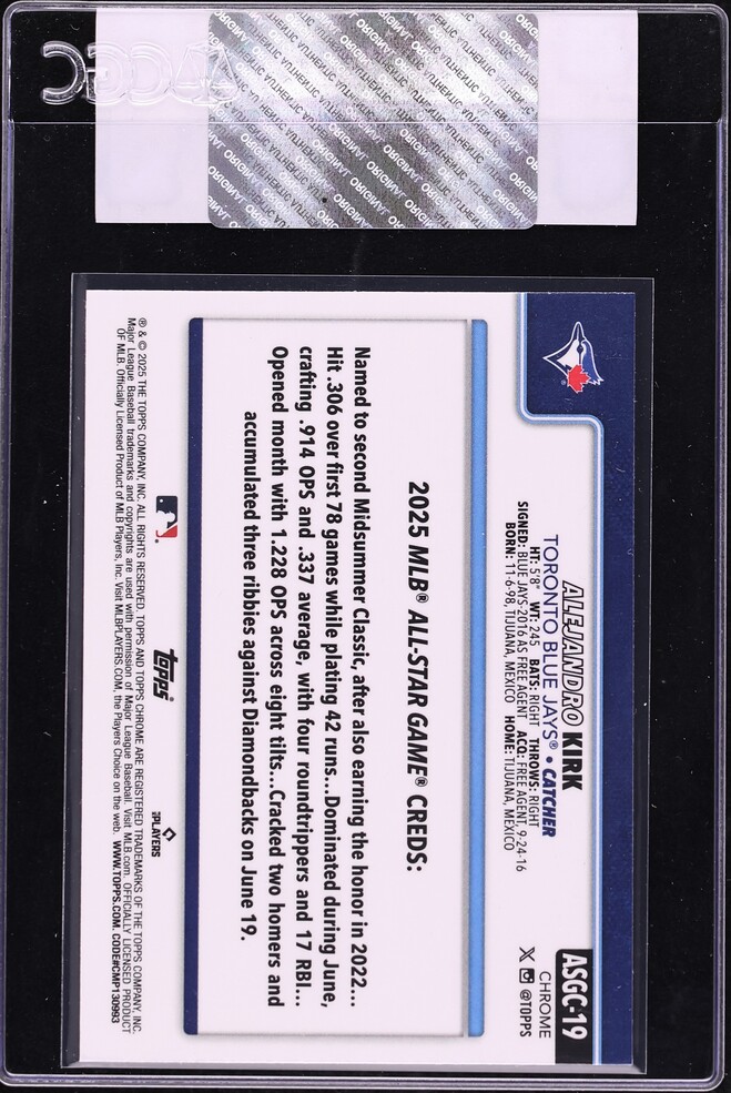 2025 Topps Chrome Update All-Star Game Alejandro Kirk #ASGC-19 CGC AUTH