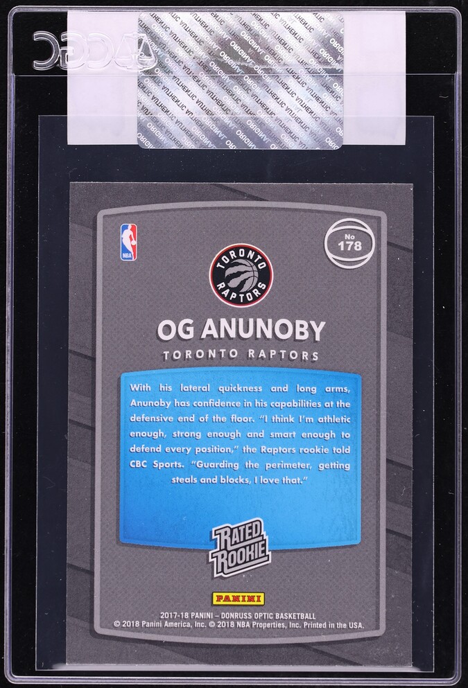 2017 Donruss Optic Red & Yellow OG Anunoby ROOKIE #178 CGC AUTH