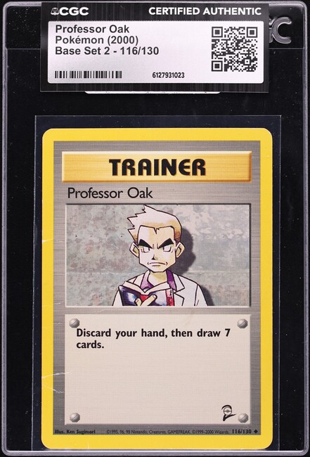 2000 Pokemon Base Set 2 Professor Oak #116 CGC AUTH