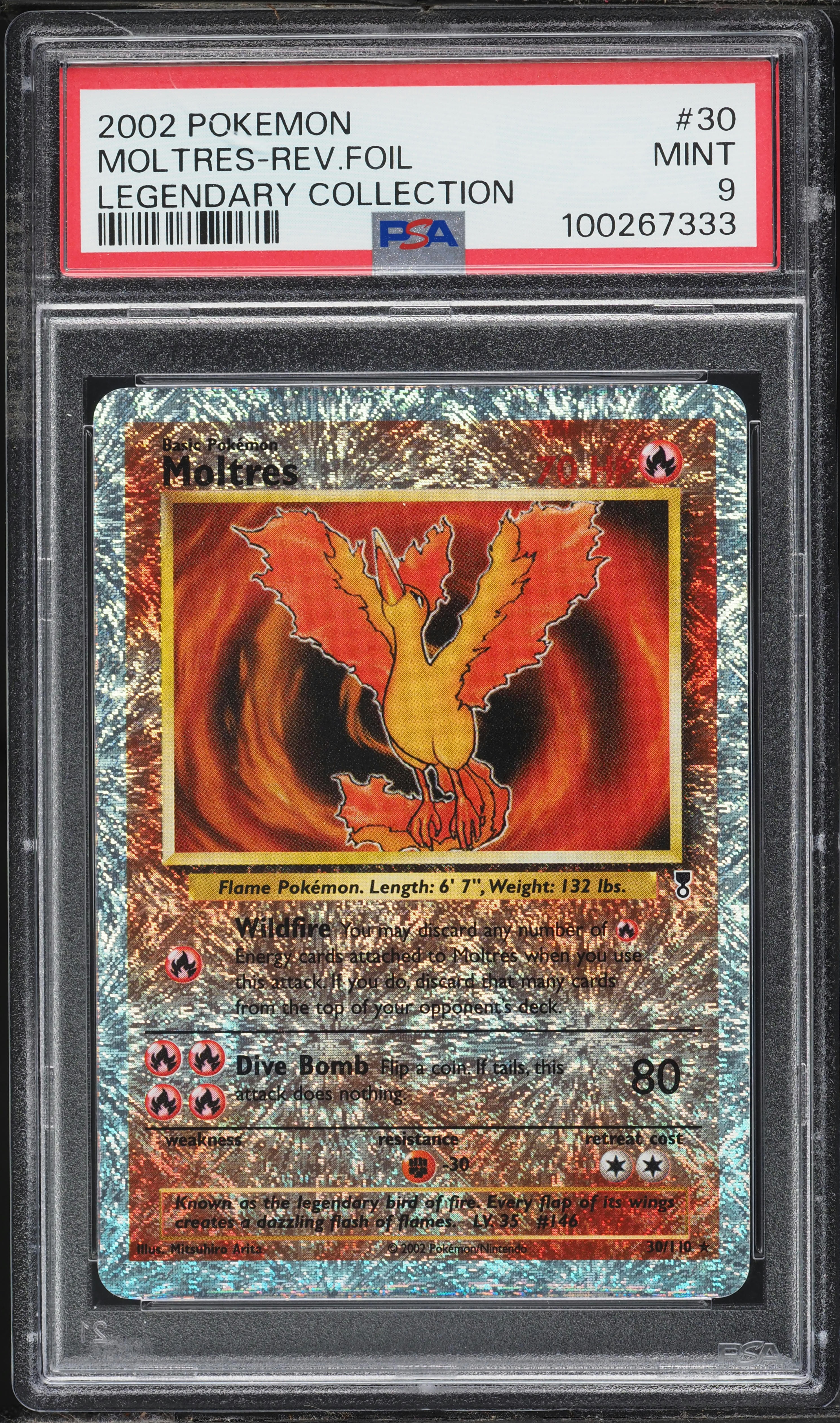 2002 Pokemon Legendary Collection Reverse Holo Moltres #30 PSA 9