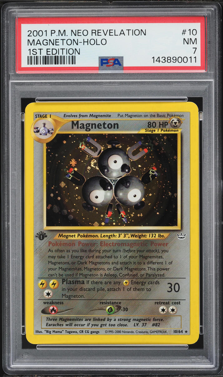 2001 Pokemon Neo Revelation 1st Edition Holo Magneton #10 PSA 7 NRMT