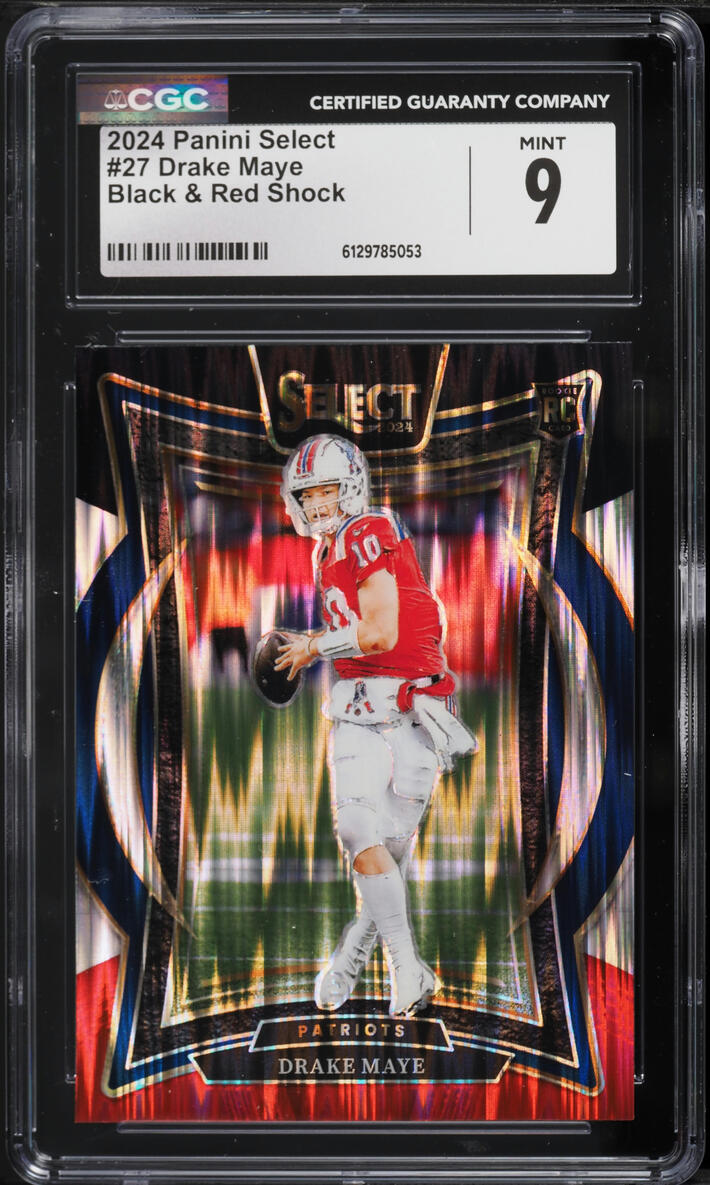 2024 Select Concourse Black & Red Shock Prizm Drake Maye ROOKIE #27 CGC 9 MINT