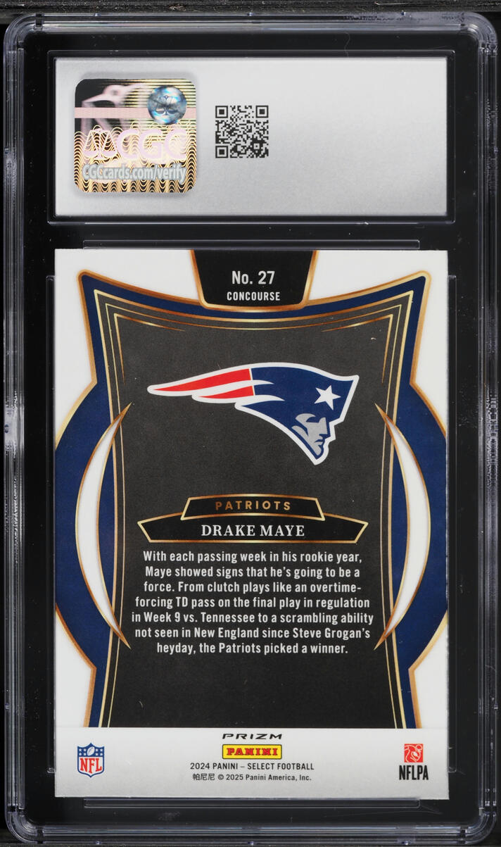 2024 Select Concourse Black & Red Shock Prizm Drake Maye ROOKIE #27 CGC 9 MINT