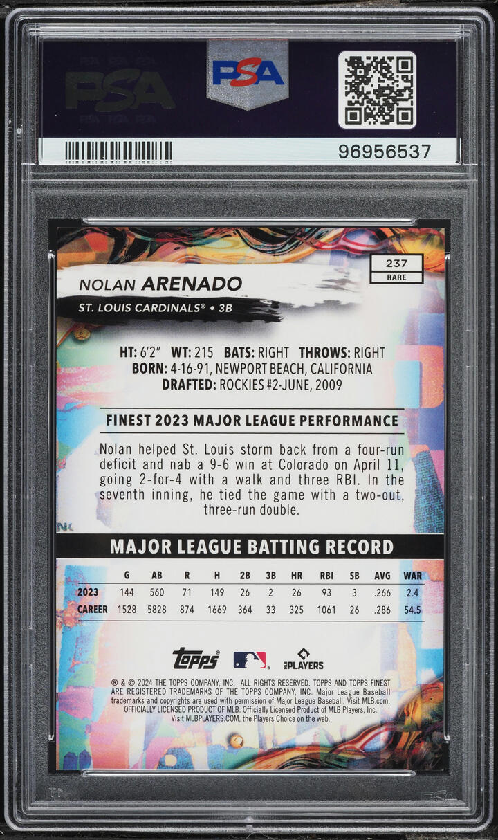 2024 Finest Gold Refractor Nolan Arenado /20 #237 PSA 9 MINT