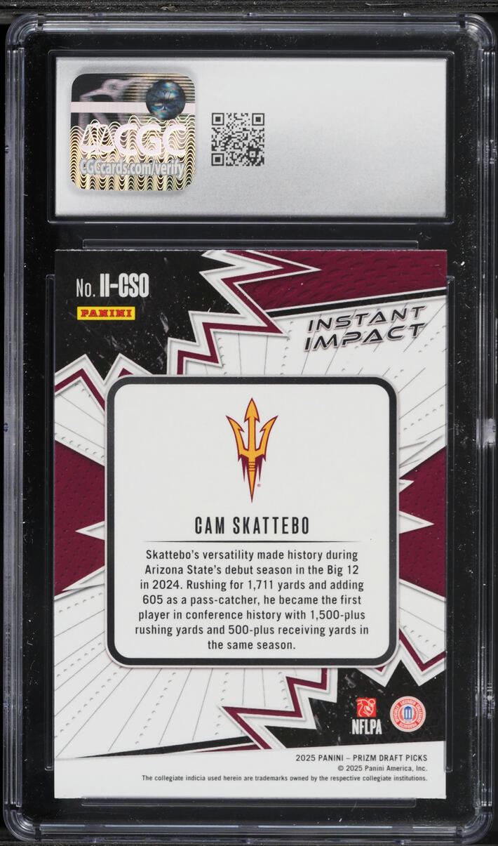 2025 Panini Prizm Draft Picks Instant Impact Cam Skattebo ROOKIE #II-CSO CGC 9 MINT