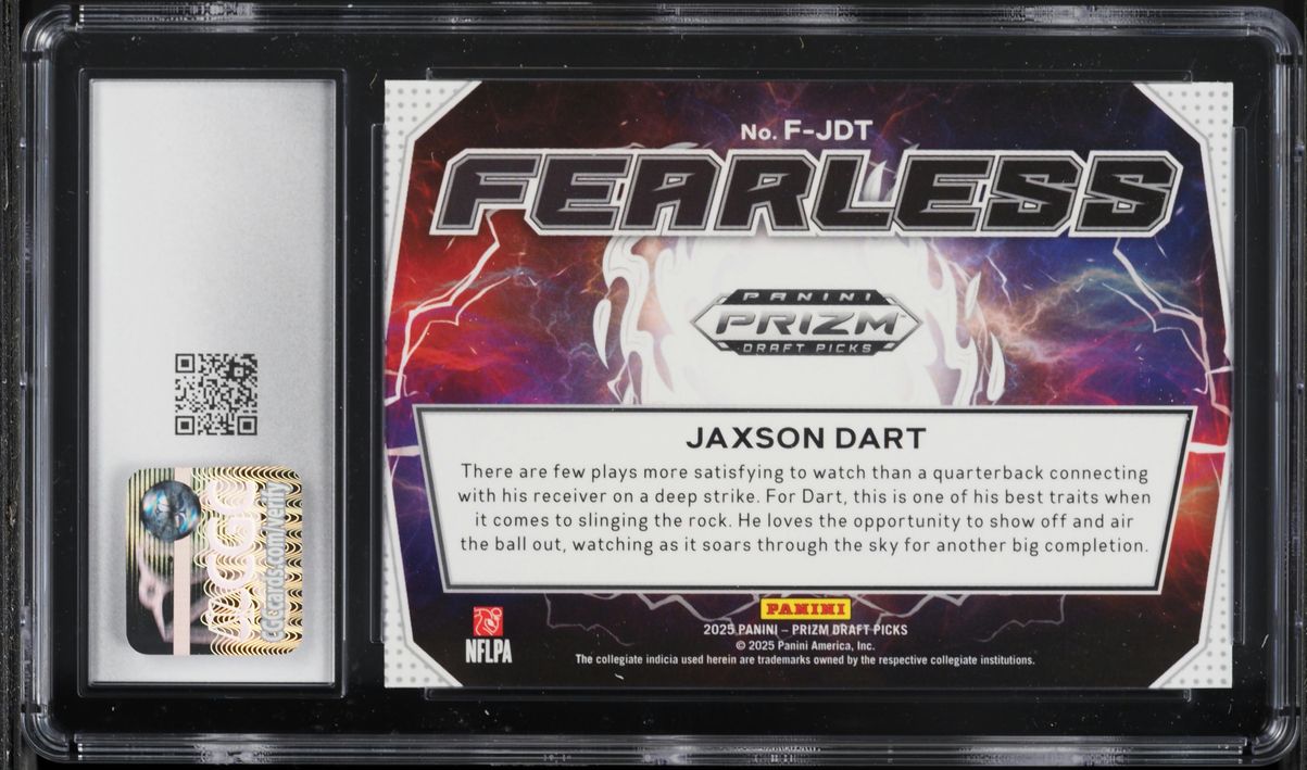 2025 Panini Prizm Draft Picks Fearless Jaxson Dart ROOKIE #F-JDT CGC 9 MINT