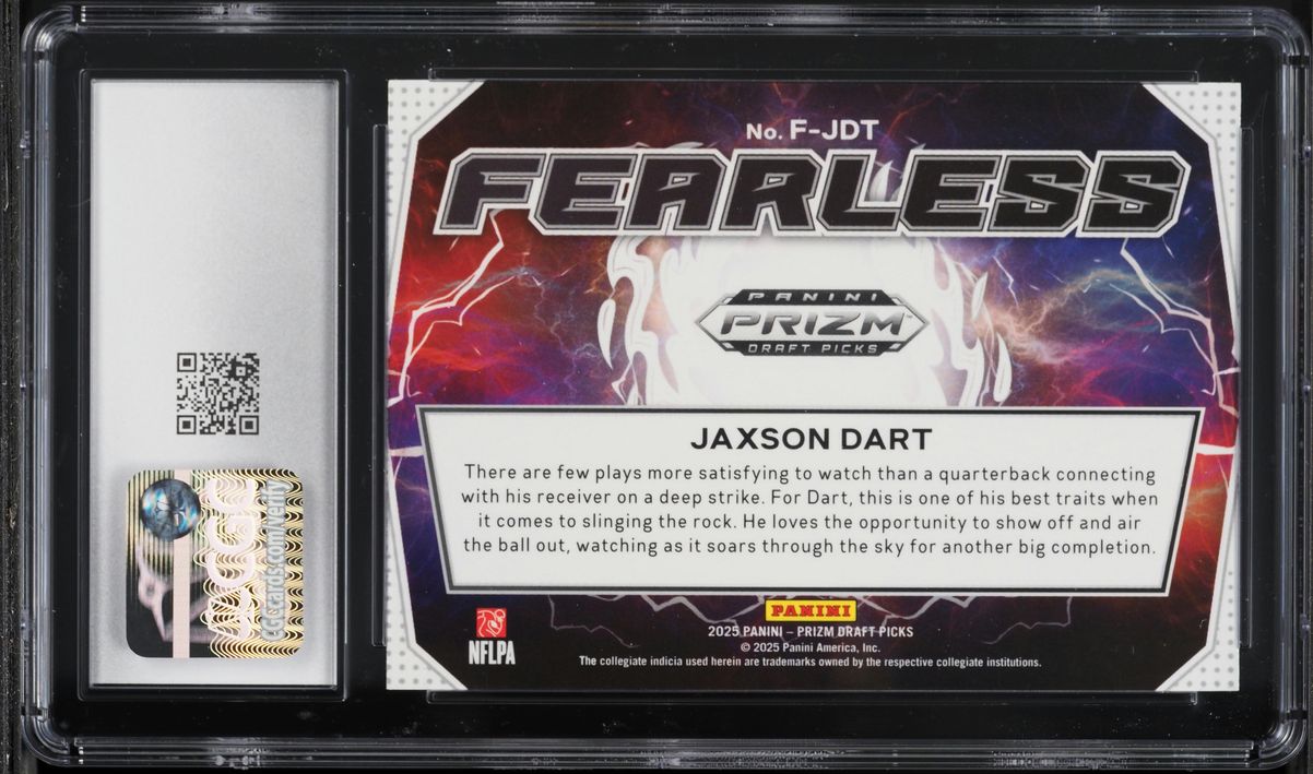 2025 Panini Prizm Draft Picks Fearless Jaxson Dart ROOKIE #F-JDT CGC 9 MINT
