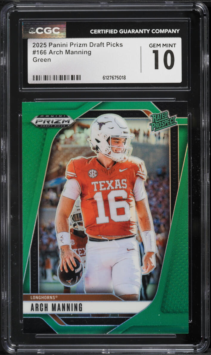 2025 Panini Prizm Draft Picks Green Arch Manning #166 CGC 10 GEM MINT