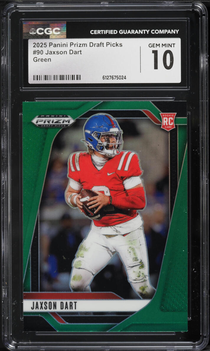 2025 Panini Prizm Draft Picks Green Jaxson Dart ROOKIE #90 CGC 10 GEM MINT