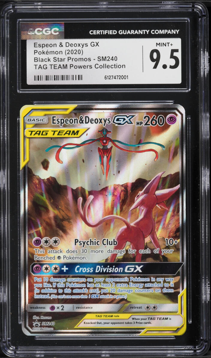 2020 Pokemon Sun & Moon Promo Tag Team Alt Art Espeon & Deoxys GX #SM240  CGC 9.5 MINT+ on Fanatics Collect