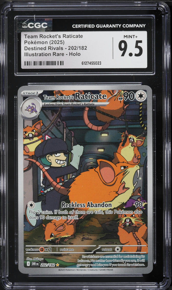2025 Pokemon Scarlet & Violet Destined Rivals IR Team Rocket's Raticate #202 CGC 9.5 MINT+