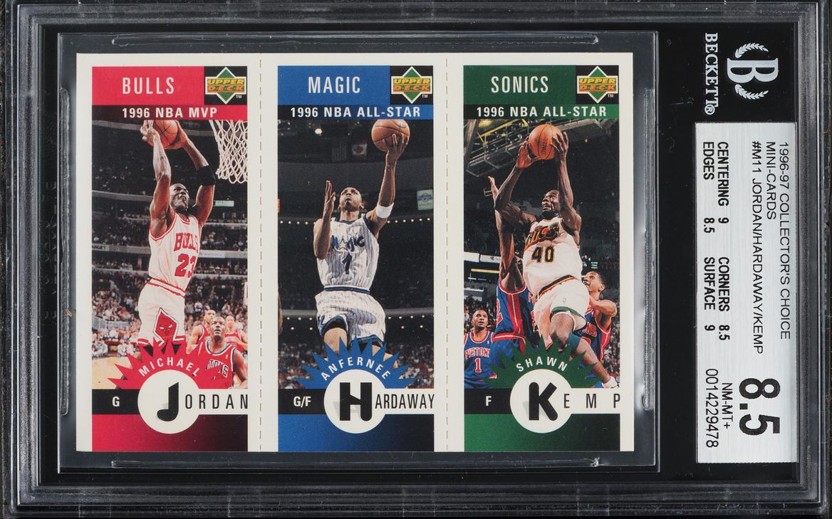 1996 Collector's Choice Mini-Cards Michael Jordan Anfernee Hardaway Shawn Kemp #M78 BGS 8.5