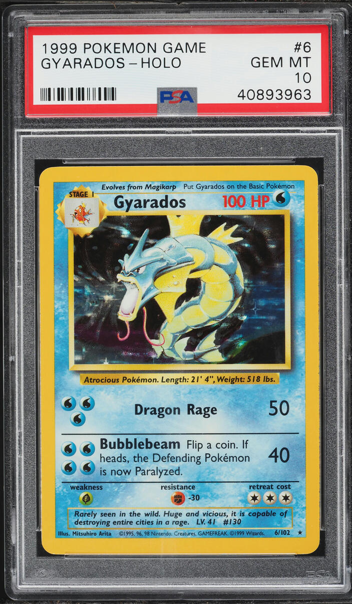 1999 Pokemon Base Set Holo Gyarados #6 PSA 10 GEM MINT