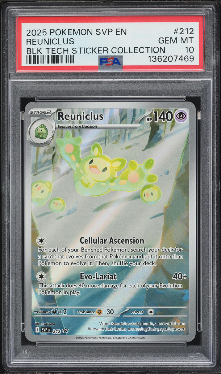 2025 Pokemon SV Promo Black Bolt Tech Sticker Full Art Reuniclus #212 PSA 10 GEM MINT