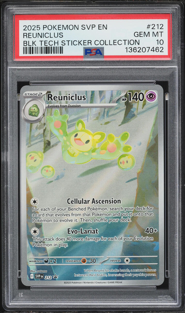 2025 Pokemon SV Promo Black Bolt Tech Sticker Full Art Reuniclus #212 PSA 10 GEM MINT
