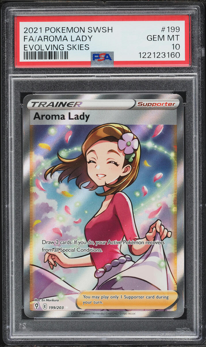2021 Pokemon Sword & Shield Evolving Skies Full Art Aroma Lady #199 PSA 10 GEM MINT