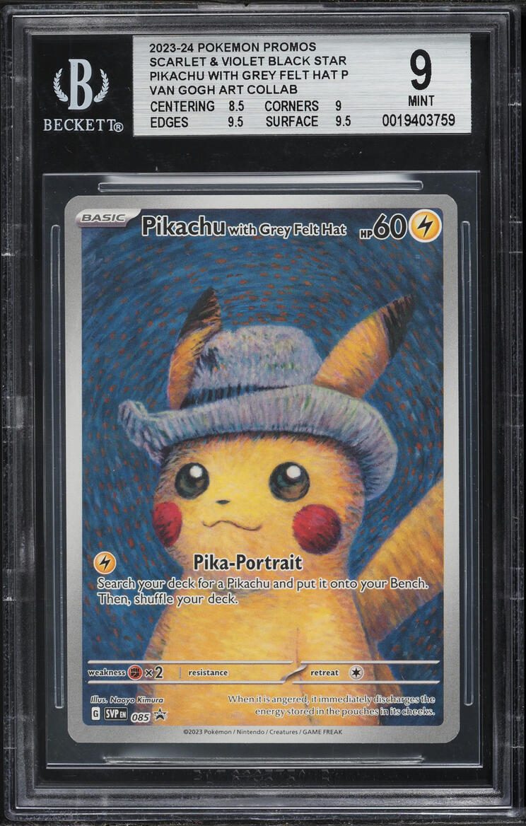 2023 Pokemon Scarlet & Violet Promo Van Gogh Full Art Pikachu With Grey Felt Hat #85 BGS 9 MINT
