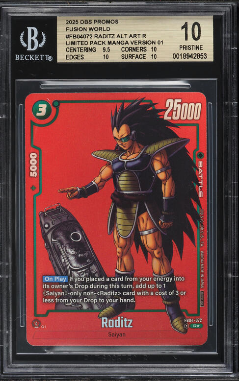 2025 Dragon Ball S Promo Fusion World Manga Version Alt Art Raditz
