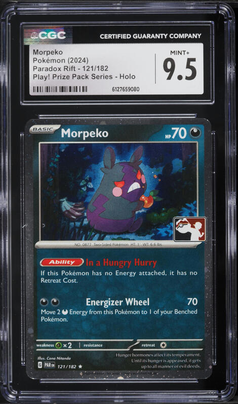 2024 Pokemon Scarlet & Violet Paradox Rift Play! Prize Pack Holo Morpeko #121 CGC 9.5 MINT+