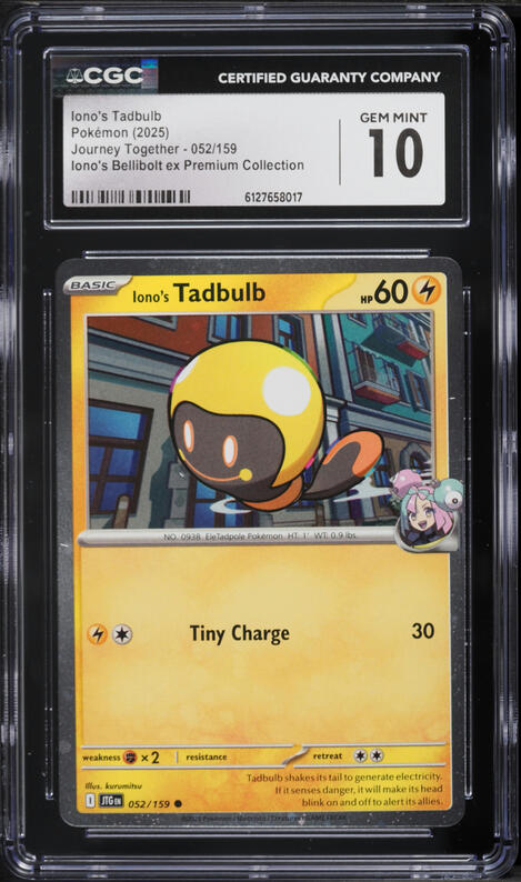 2025 Pokemon SV Journey Together Ex Premium Collection Iono's Tadbulb #52 CGC 10 GEM MINT