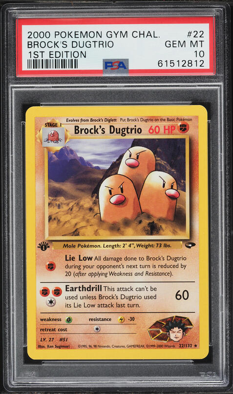 2000 Pokemon Gym Challenge 1st Edition Brock's Dugtrio #22 PSA 10 GEM MINT