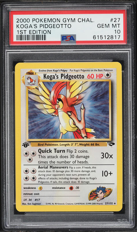 2000 Pokemon Gym Challenge 1st Edition Koga's Pidgeotto #27 PSA 10 GEM MINT