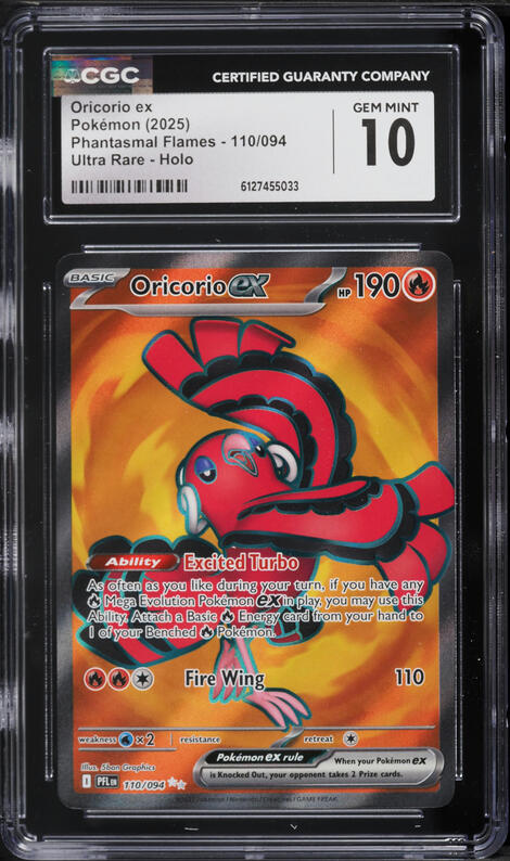 2025 Pokemon Mega Phantasmal Flames Full Art Oricorio ex #110 CGC 10 GEM MINT