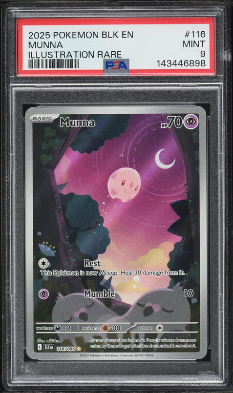 2025 Pokemon Scarlet & Violet Black Bolt IR Munna #116 PSA 9 MINT