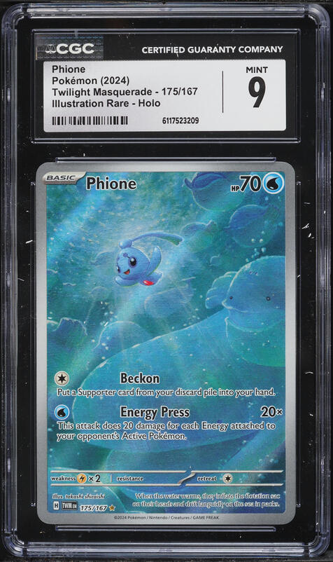 2024 Pokemon Scarlet & Violet Twilight Masquerade IR Phione #175 CGC 9 MINT