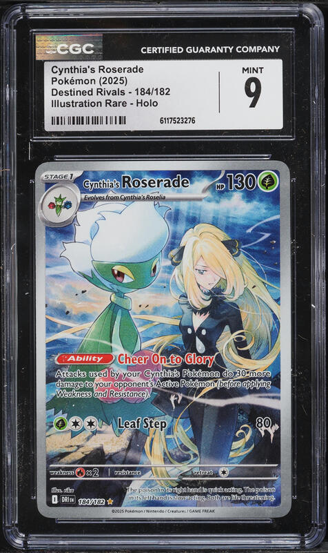 2025 Pokemon Scarlet & Violet Destined Rivals IR Cynthia's Roserade #184 CGC 9 MINT