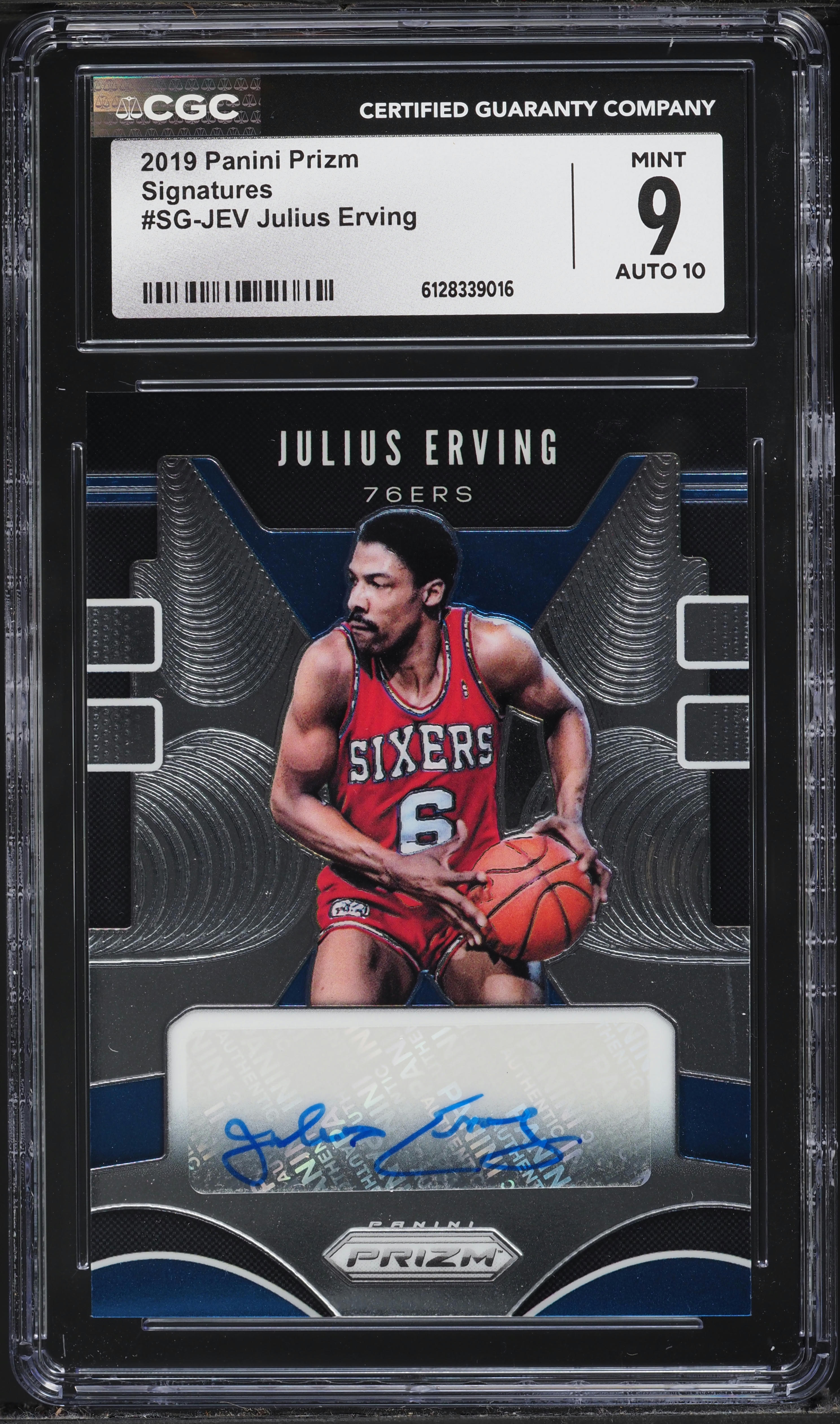 2019 Panini Prizm Signatures Julius Erving AUTO #SG-JEV CGC 9 MINT