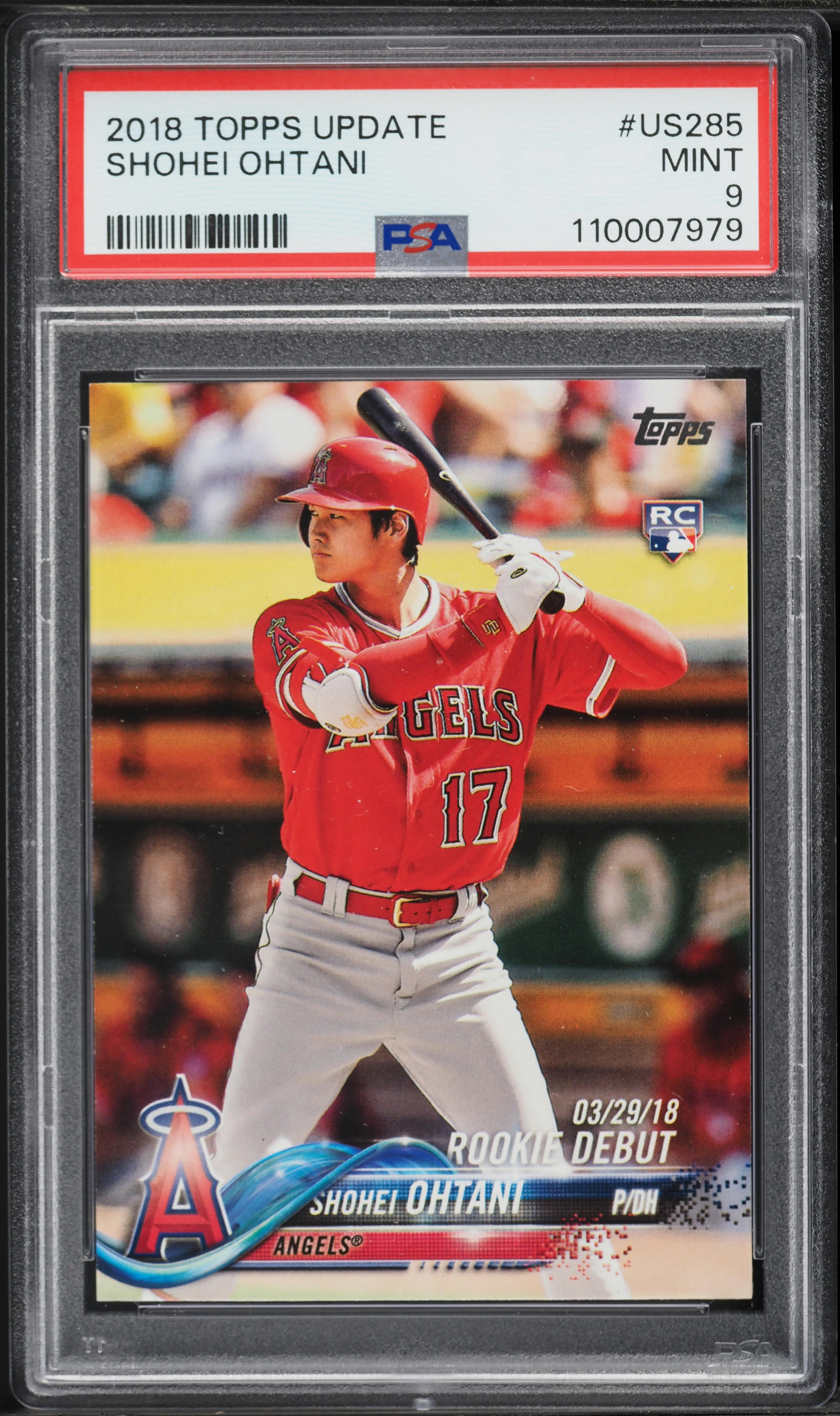 2018 Topps Update Shohei Ohtani ROOKIE #US285 PSA 9 MINT on