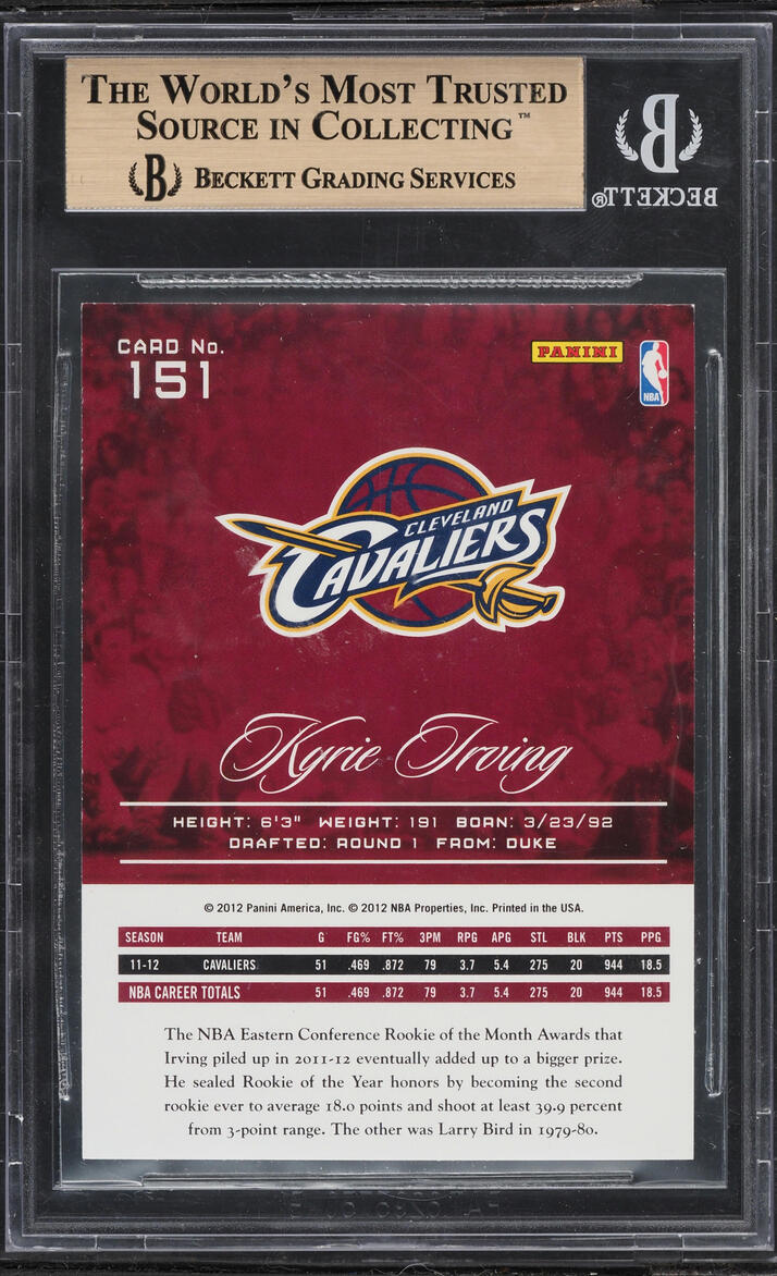 2012 Panini Prestige Kyrie Irving ROOKIE #151 BGS 9.5 GEM MINT