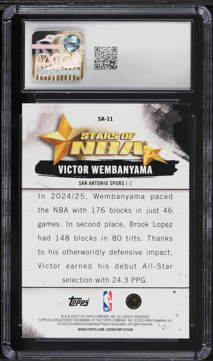 2025 Topps Stars Of NBA Victor Wembanyama #SA-11 CGC 9.5 MINT+